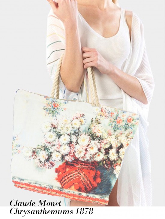 Chrysanthemums Oil Painting Shoulder Bag